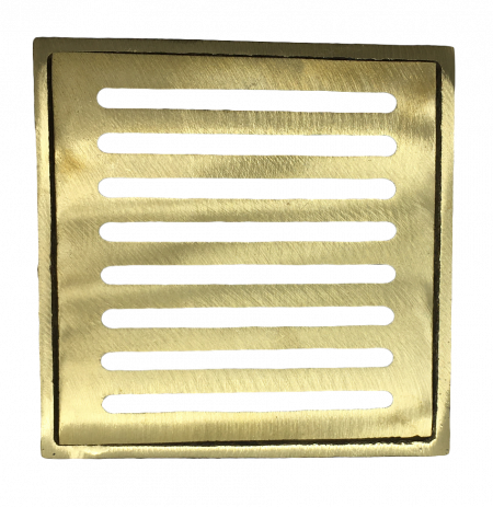 Square Drain Set - 8″ Yellow Brass