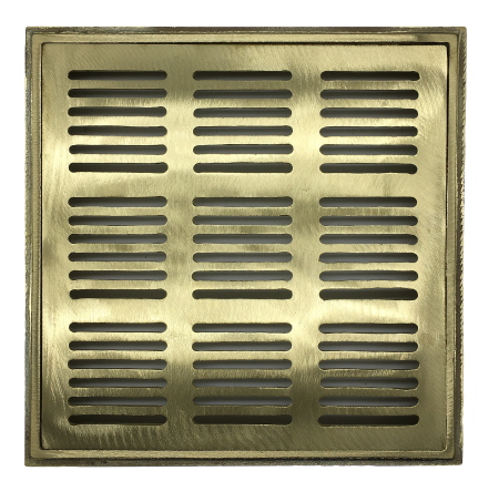 Square Drain Set - 12″ Yellow Brass