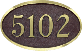Address Plaque - 10″ Oval Red Brass