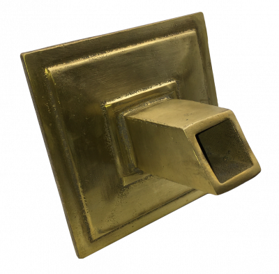 Square Water Spout - 1″ ID, 6″ Sq Yellow Brass